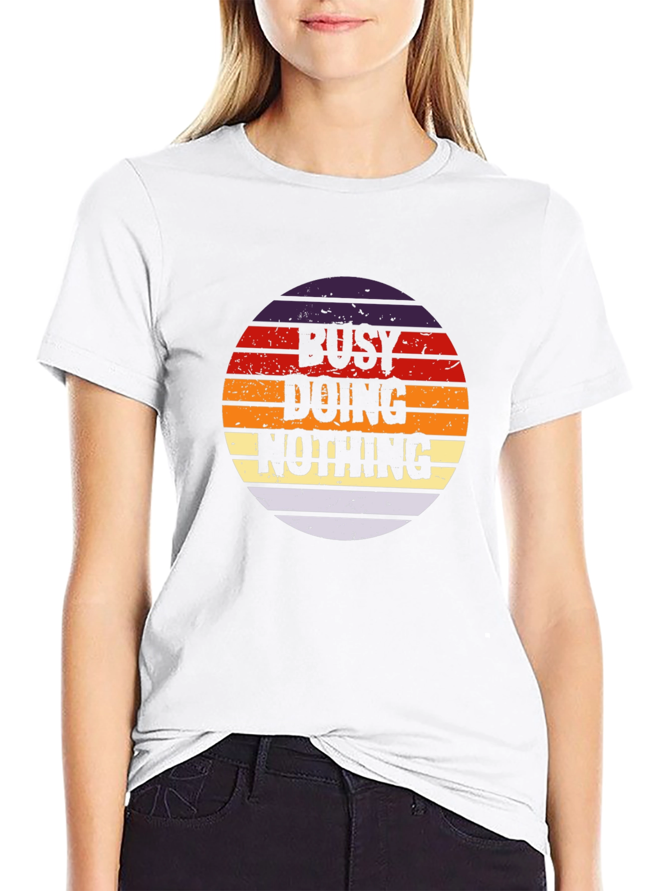 Black Busy Doing Nothing Retro Graphic Tee view 9