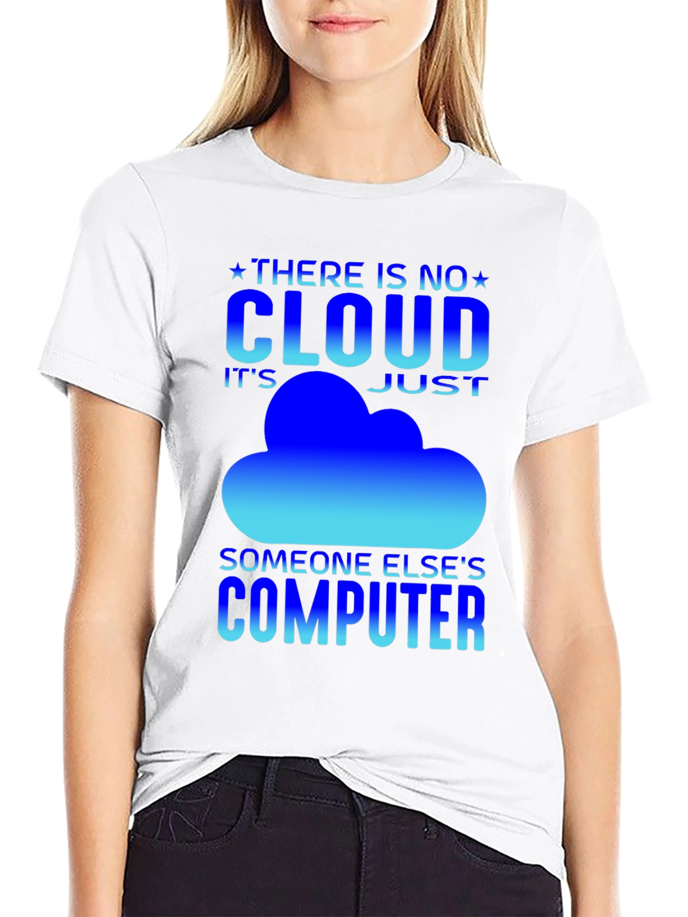 Black No Cloud Funny IT T-Shirt view 9