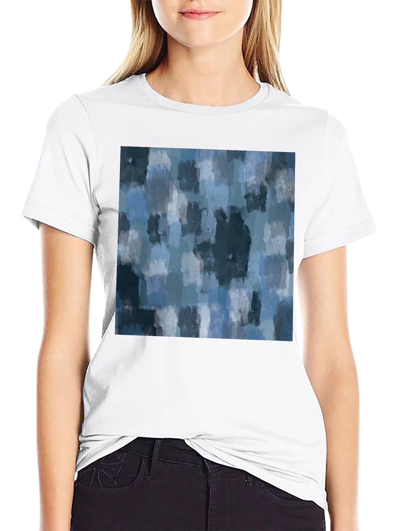 Black Abstract Watercolor Pattern T-Shirt view 9