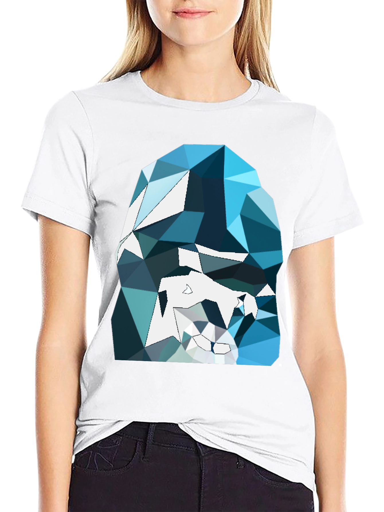 Black Abstract Geometric Gorilla Graphic Tee - Black view 9