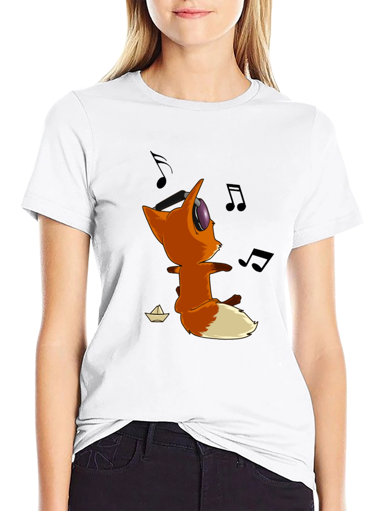 Black Cartoon Fox T-Shirt - Fun & Stylish Tee view 9