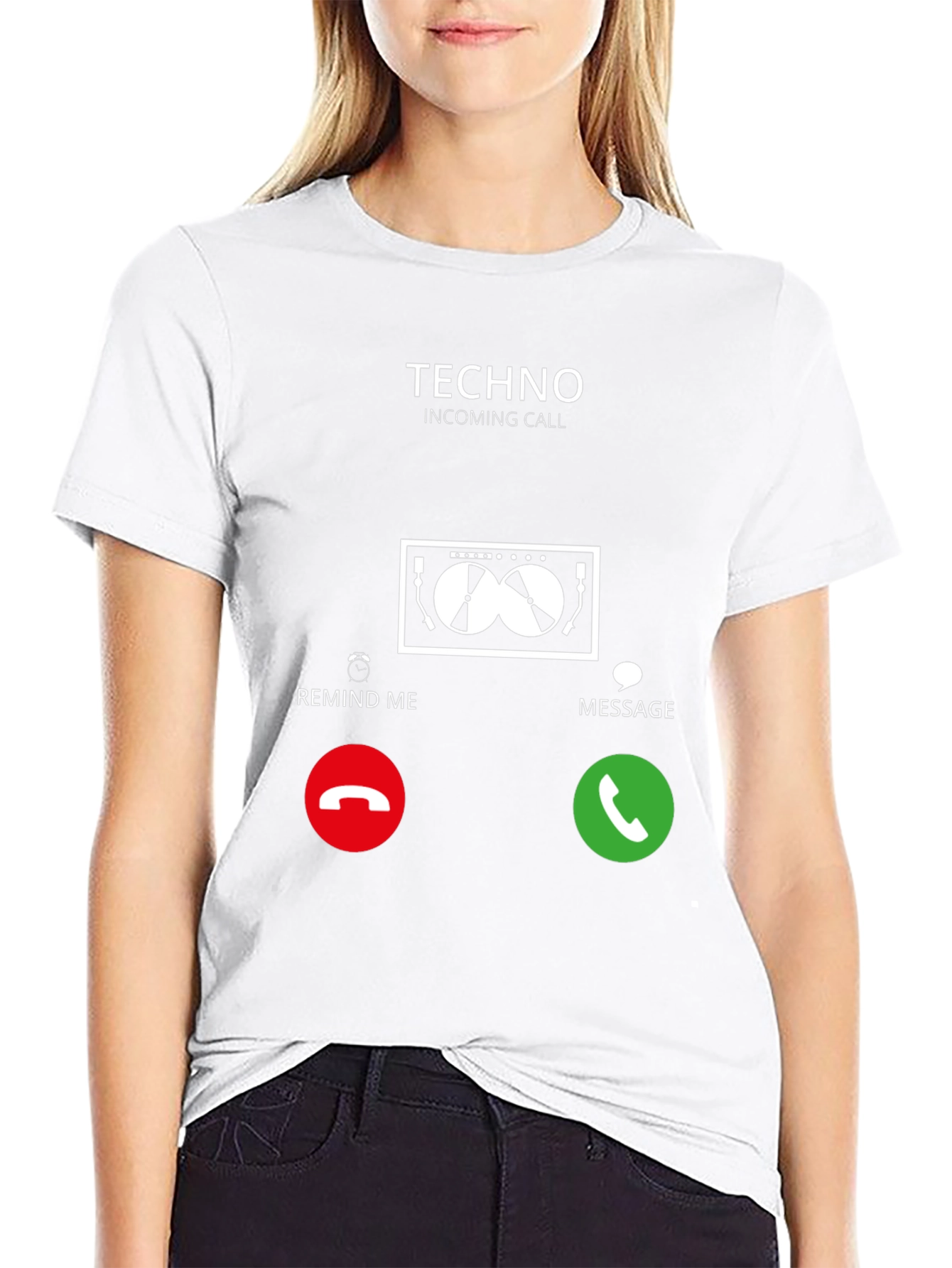 Black Techno Incoming Call Graphic T-Shirt view 9