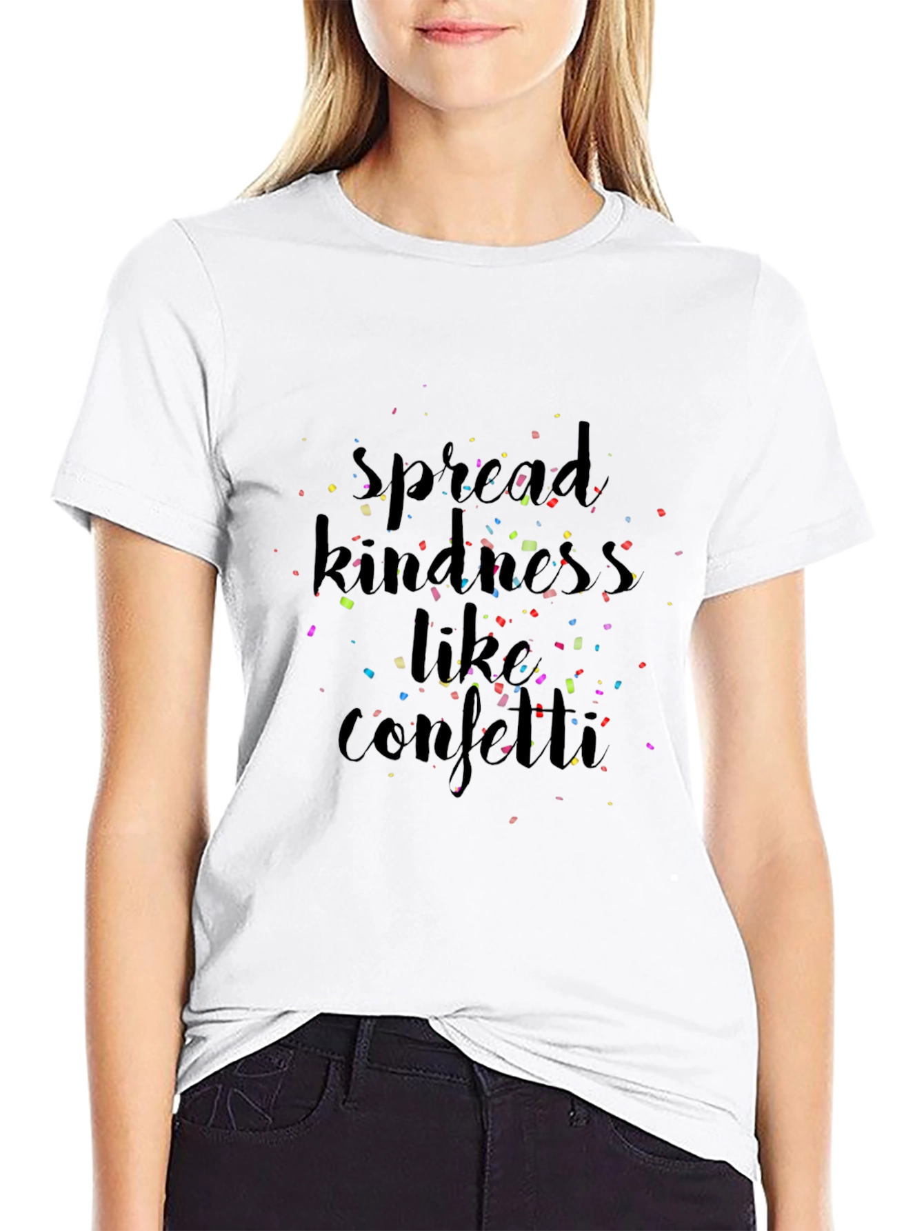 Black Spread Kindness Like Confetti Black T-Shirt view 9
