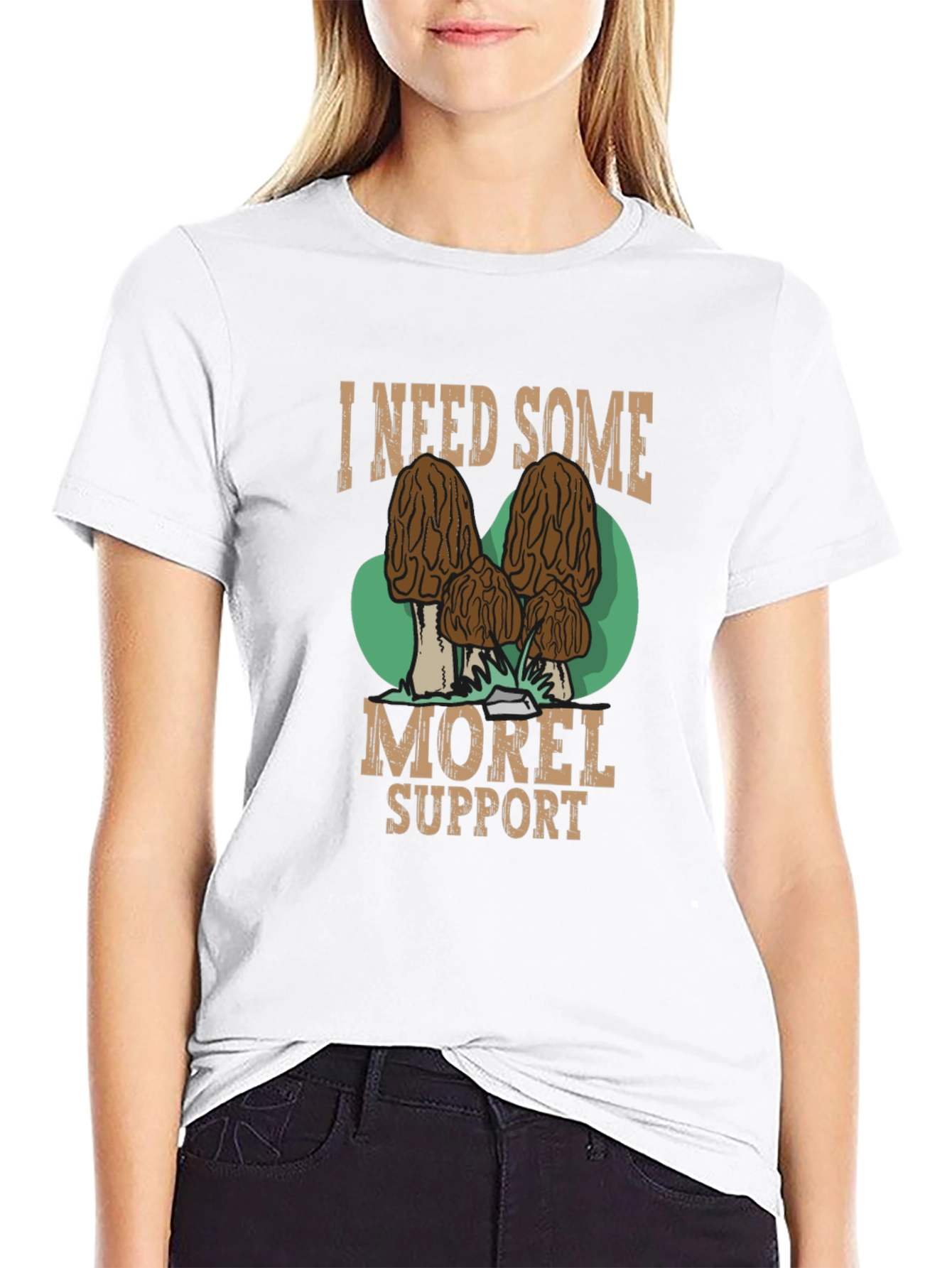Black I Need Some Morel Support Black T-Shirt view 9