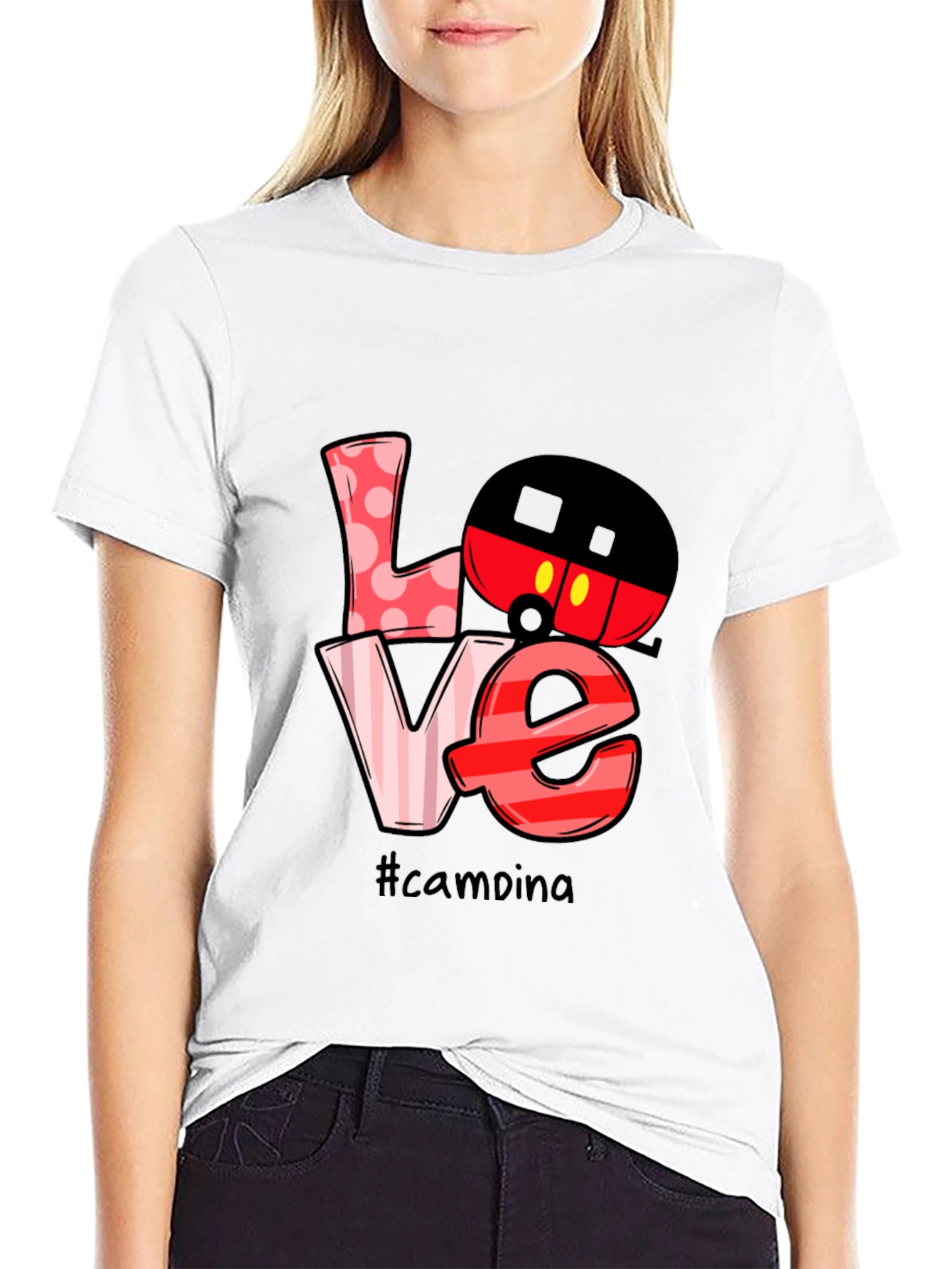 Black Love Camping Mickey Mouse T-Shirt view 9