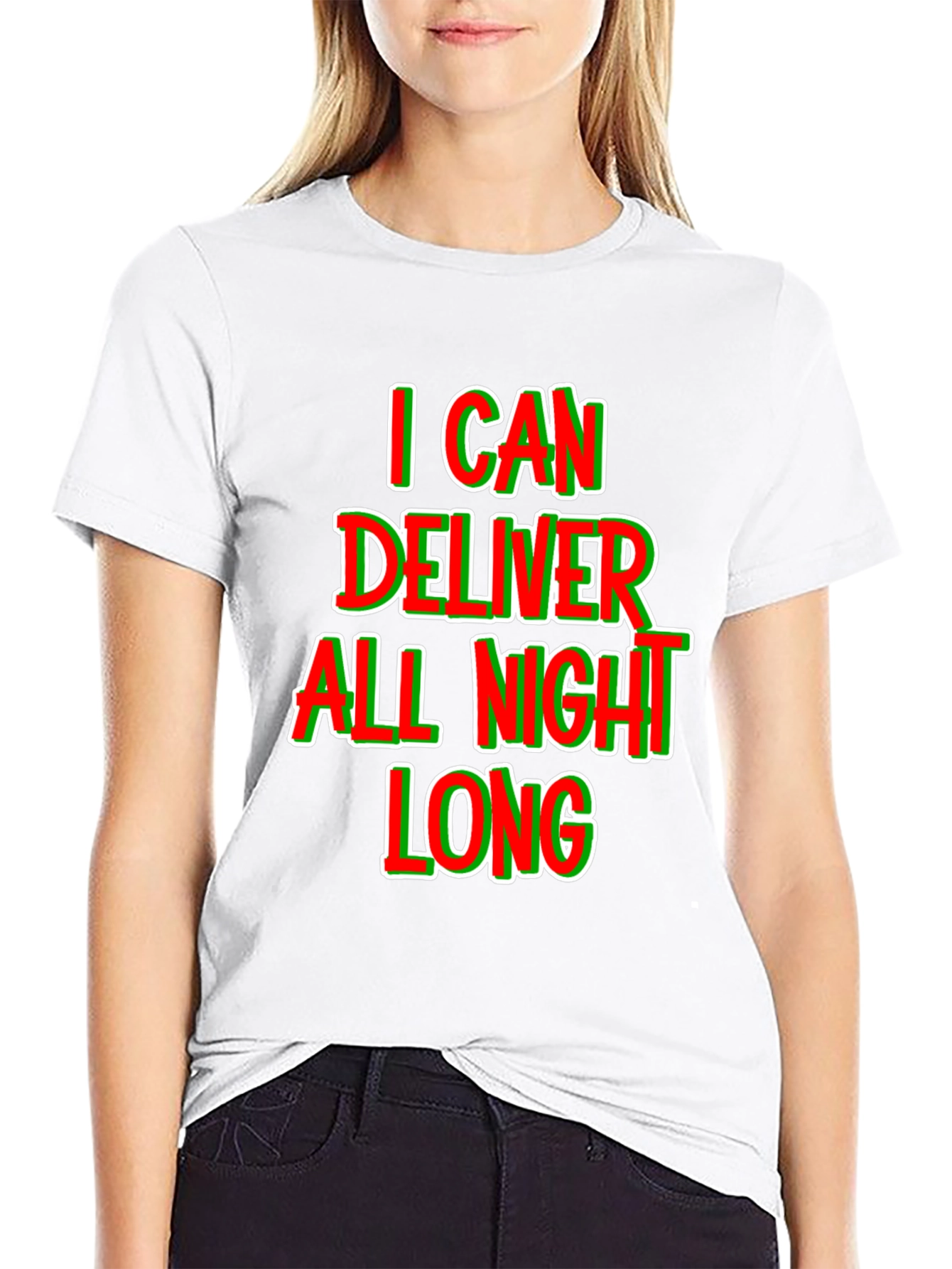 Black I Can Deliver All Night Long T-Shirt view 9