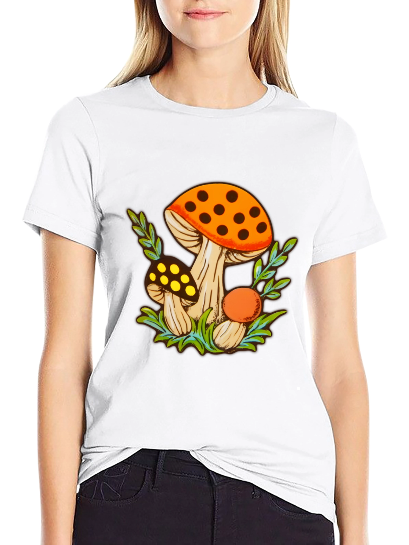 Black Mushroom Graphic Tee - Funky Fungi Design view 9