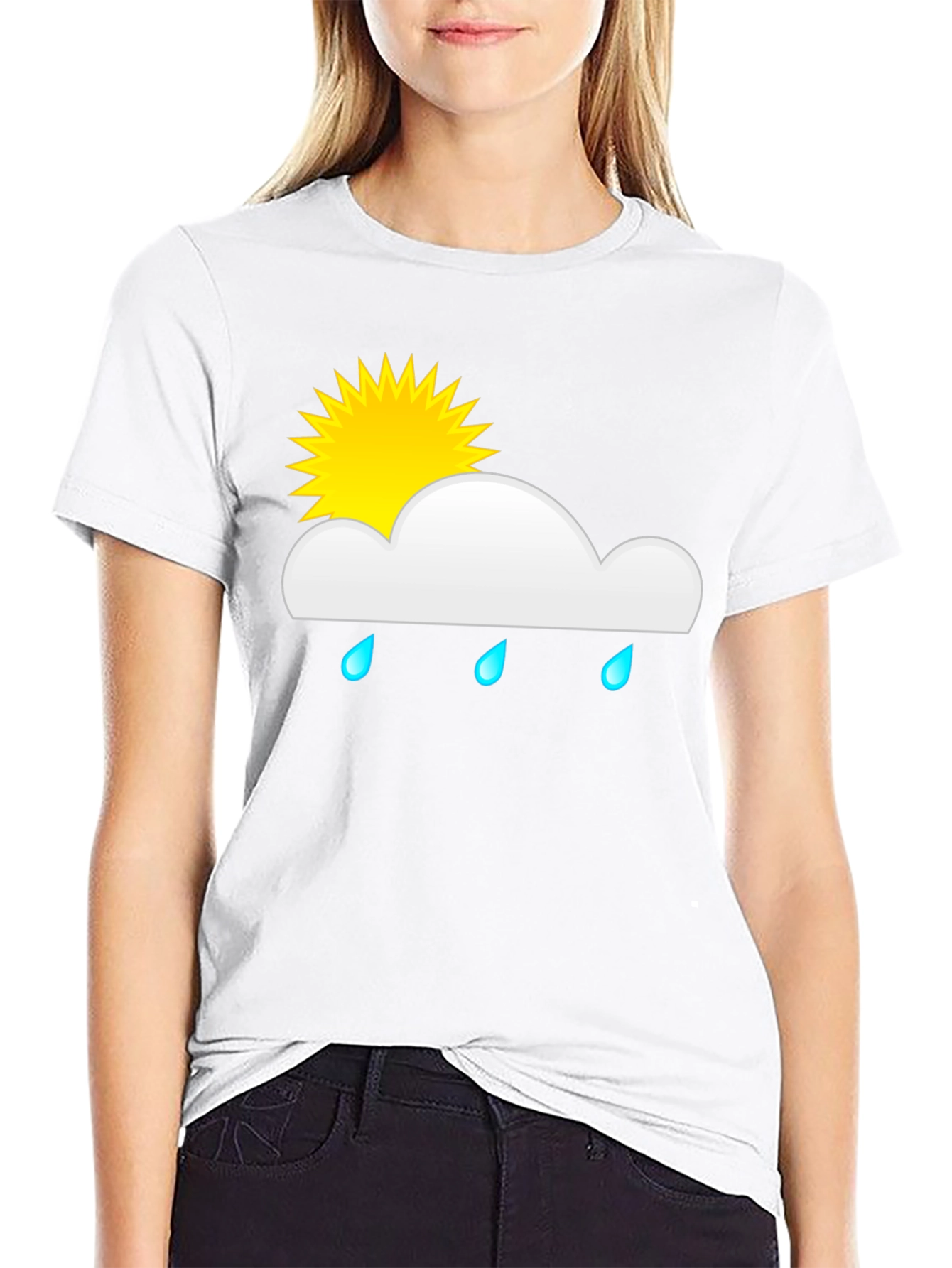 Black Rainy Day Sun Graphic Tee - Black Cotton T-Shirt view 9