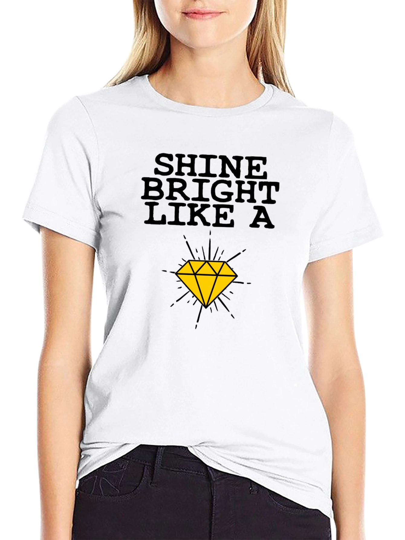 Black Shine Bright Like A Diamond T-Shirt - Classic Black Tee view 9
