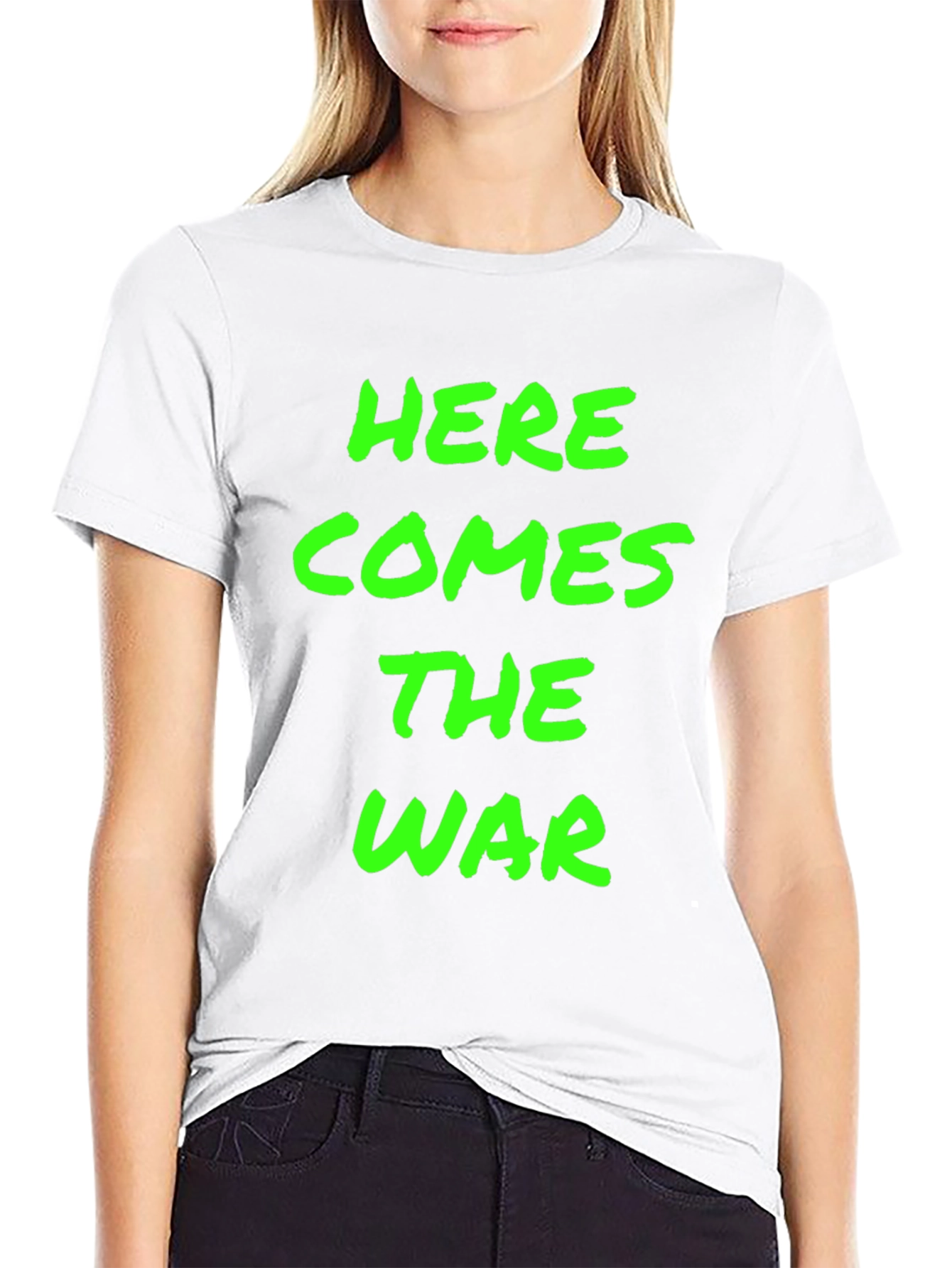 Black Here Comes The War Black Graphic Tee view 9
