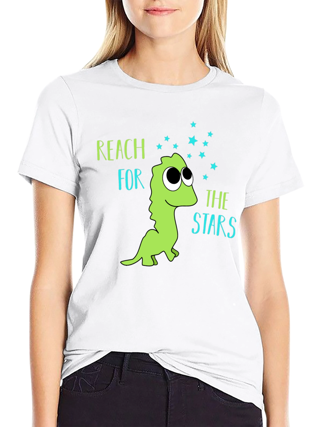 Black Reach for the Stars Dinosaur T-Shirt view 9