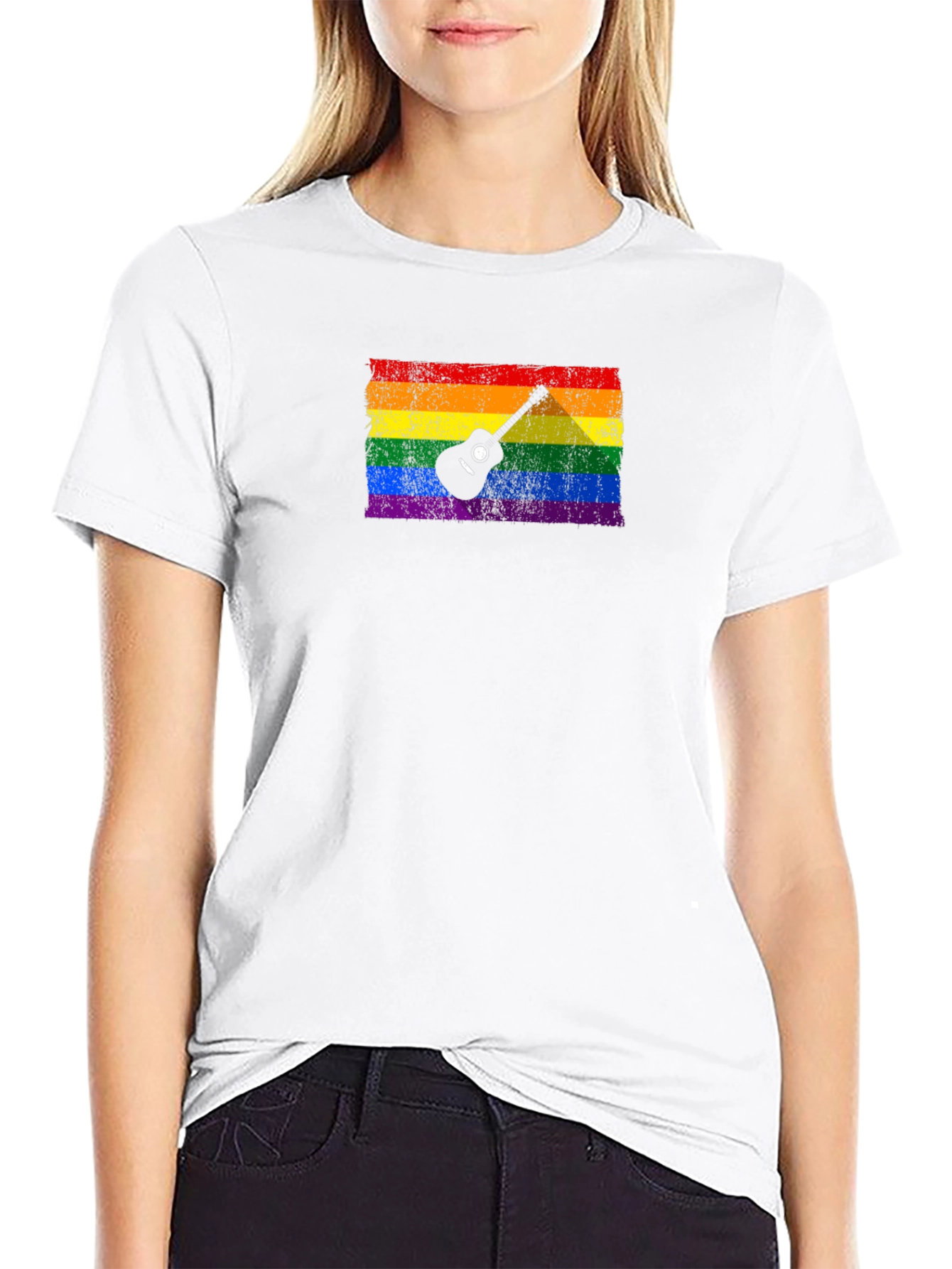 Black Rainbow Guitar Pride T-Shirt view 9