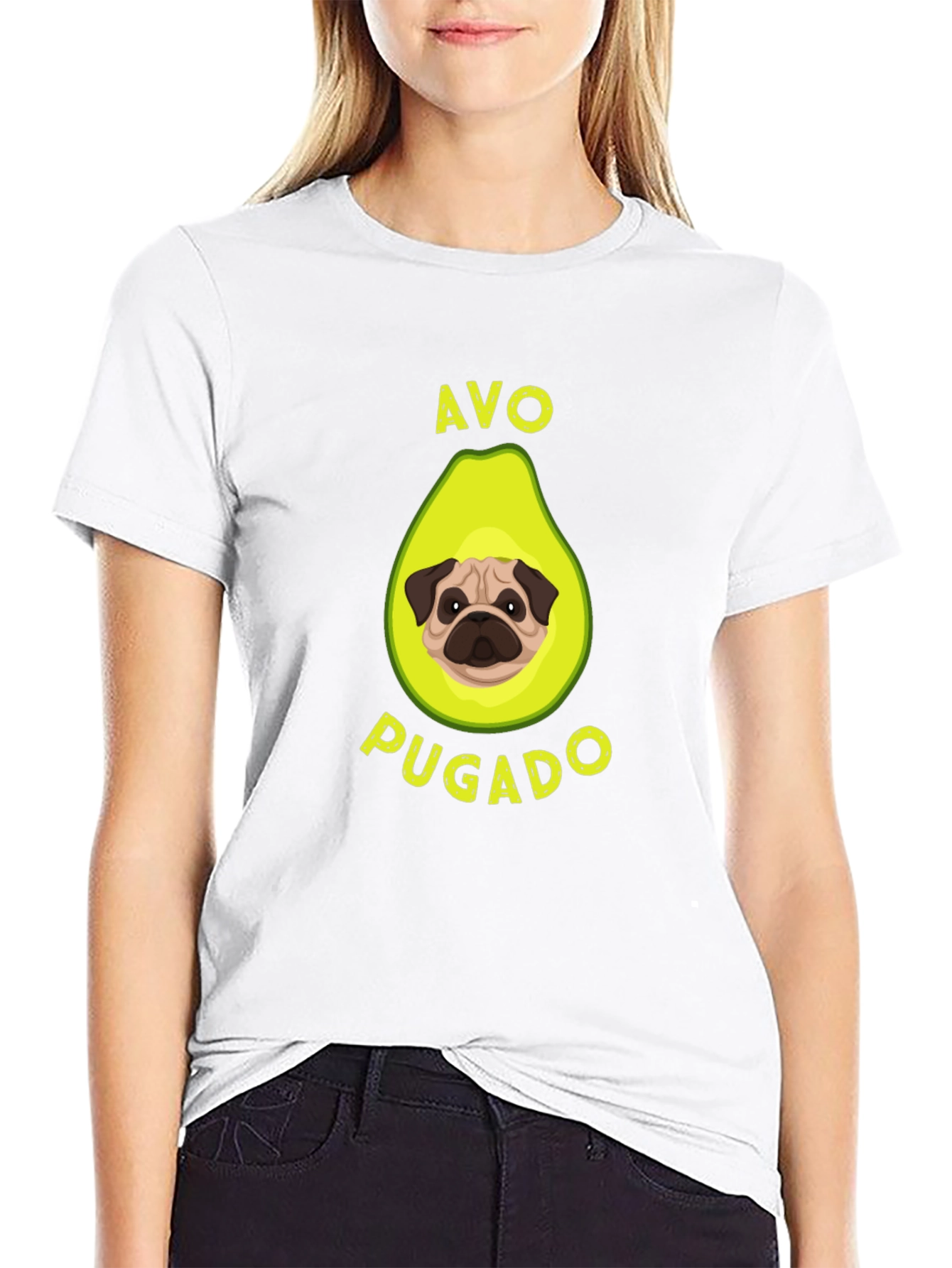 Black Avo-Pugado T-Shirt | Funny Avocado Pug Tee view 9