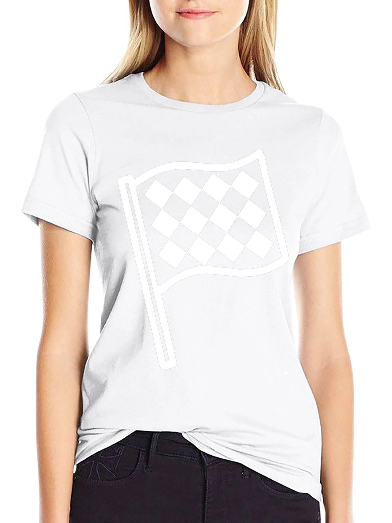 Black Checkered Flag Graphic Tee - Black Unisex T-Shirt view 9