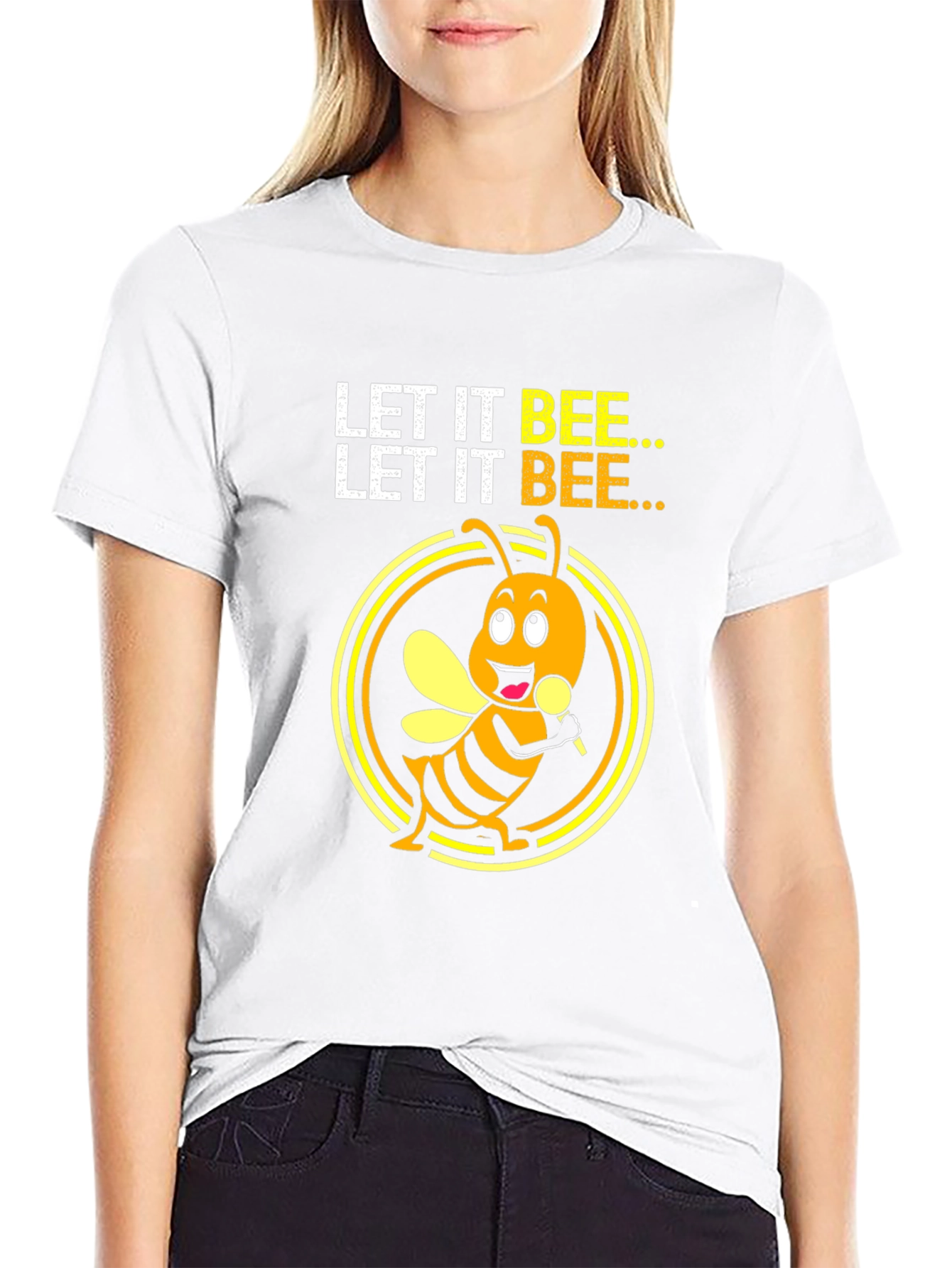 Black Let it Bee Graphic Tee - Unisex Black T-Shirt view 9