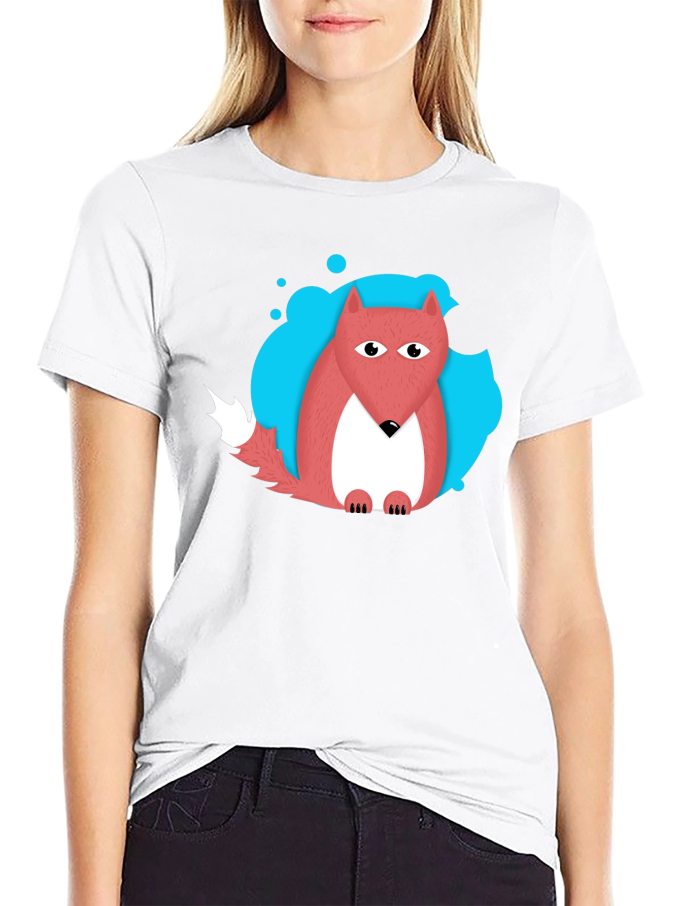 Black Cartoon Fox Graphic Tee - Men's Black T-Shirt view 9