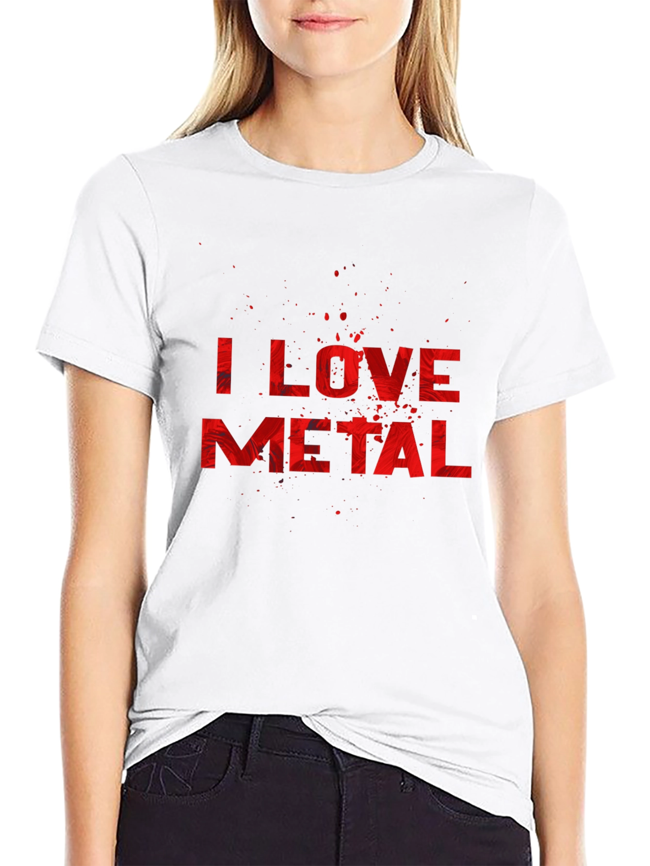 Black I Love Metal Graphic Tee view 9