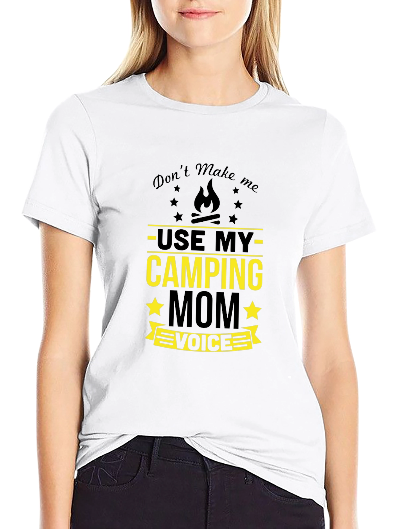 Black Camping Mom Voice T-Shirt - Funny Camp Shirt view 9