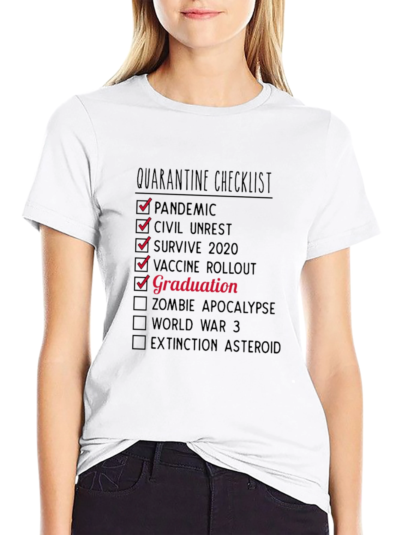 Black Quarantine Graduation Checklist T-Shirt view 9