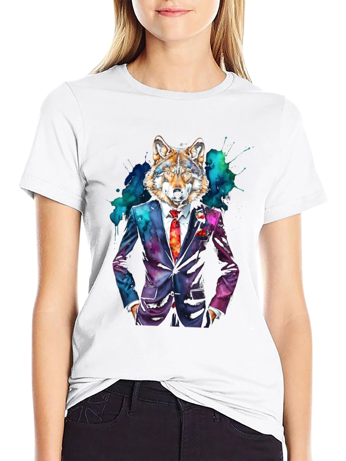 Black Wolf in Suit Graphic Tee - Unique Style view 9