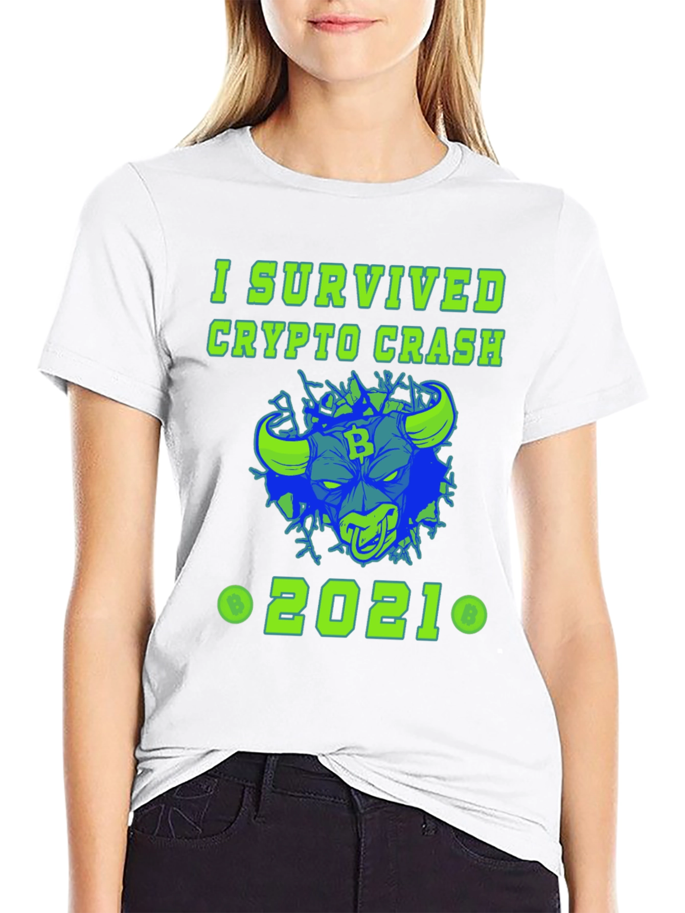 Black I Survived Crypto Crash 2021 Graphic Tee view 9