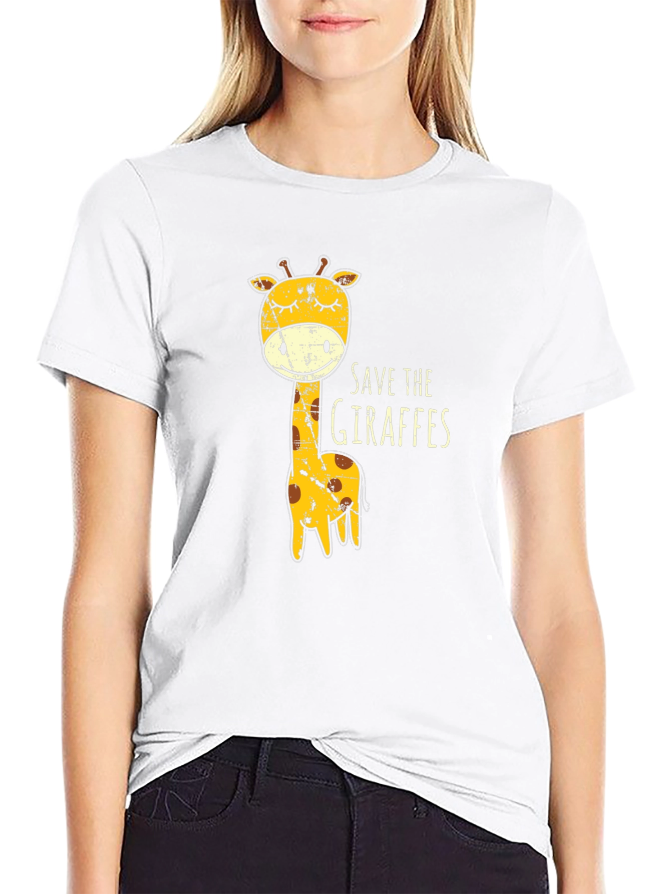 Black Save The Giraffes Graphic Tee - Black view 9