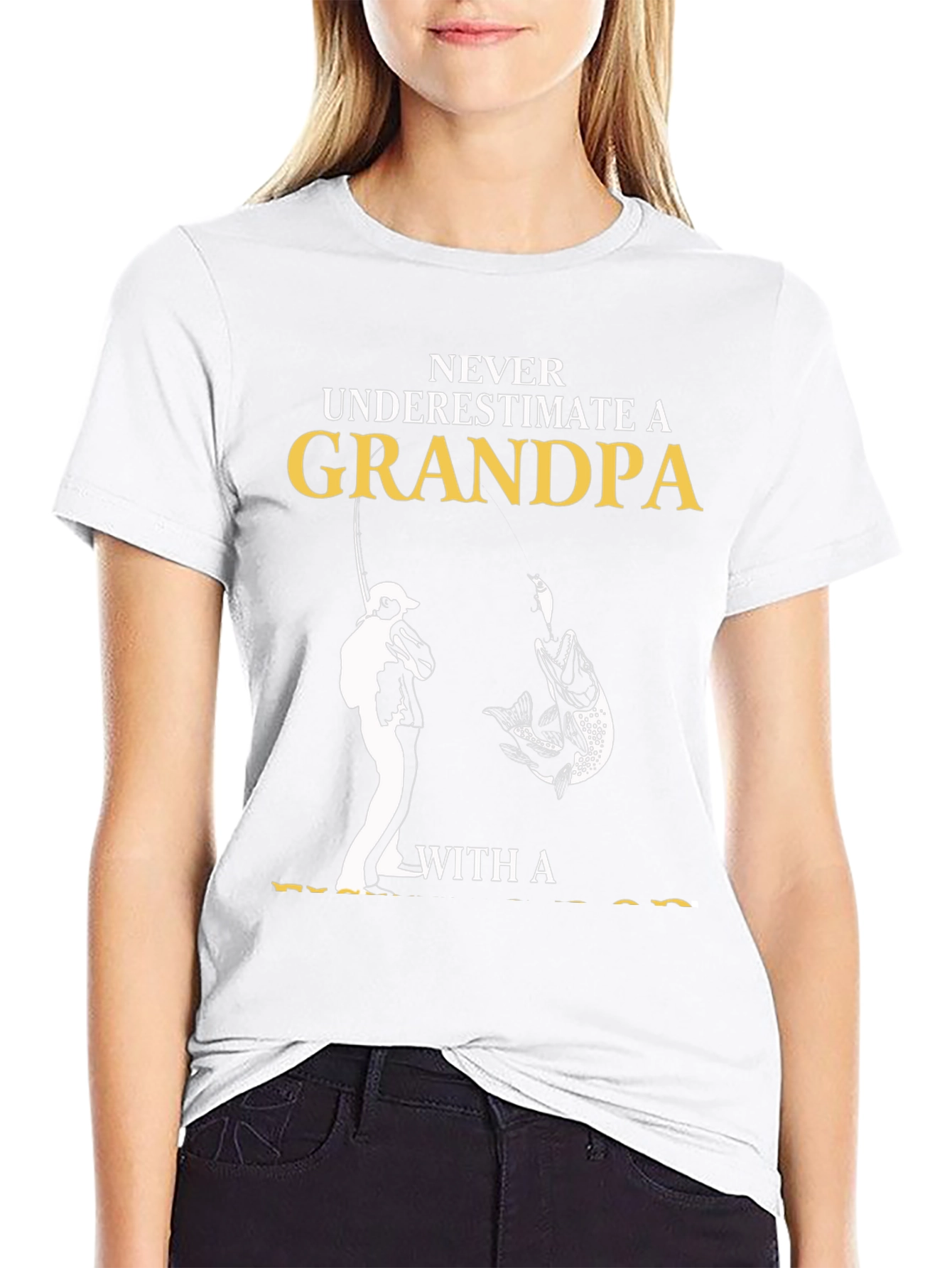 Black Never Underestimate Grandpa Fishing T-Shirt view 9