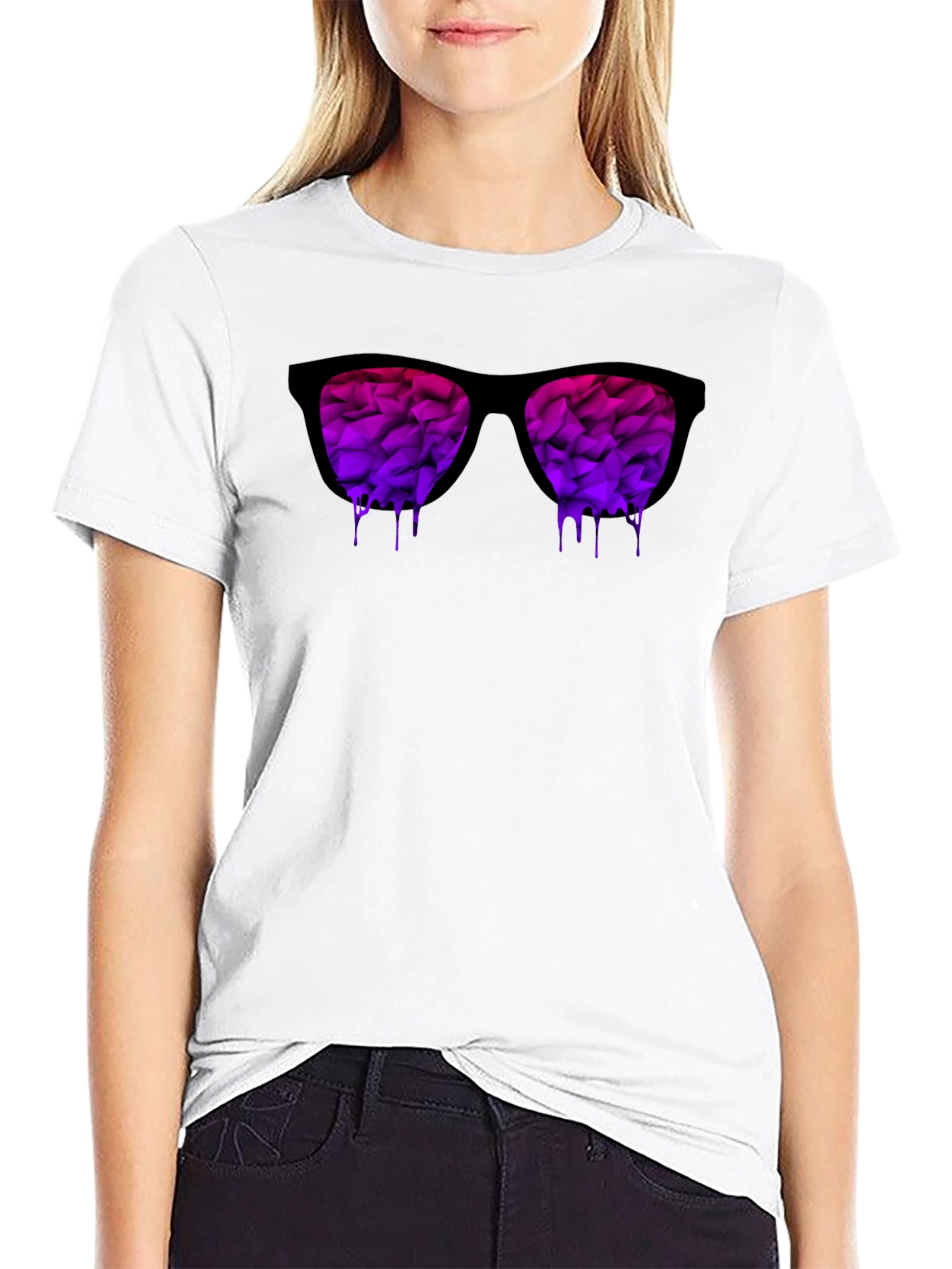 Black Men's Dripping Sunglasses Graphic T-Shirt view 9