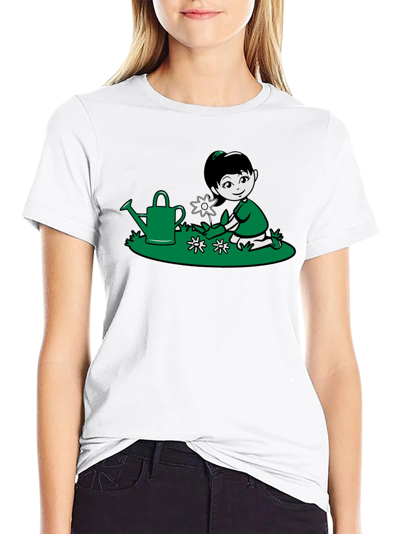 Black Gardening Girl Graphic T-Shirt view 9