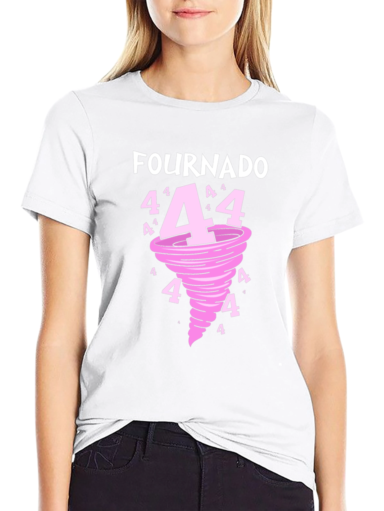 Black Fournado T-Shirt - Funny 4th Birthday Tornado Tee view 9