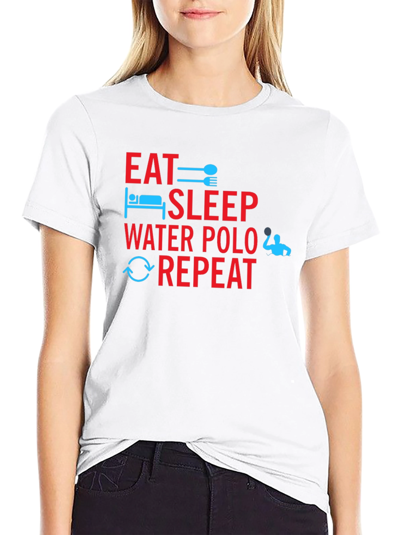 Black Eat Sleep Water Polo Repeat T-Shirt view 9