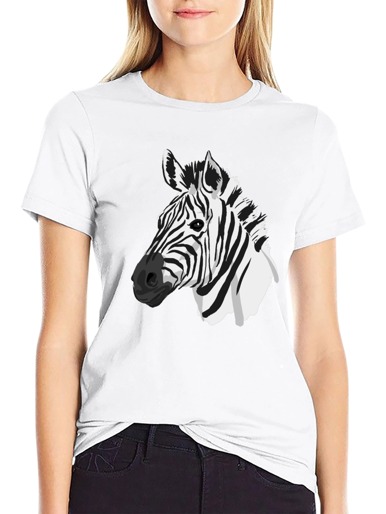 Black Zebra Graphic Tee - Black Cotton Animal Print Shirt view 9
