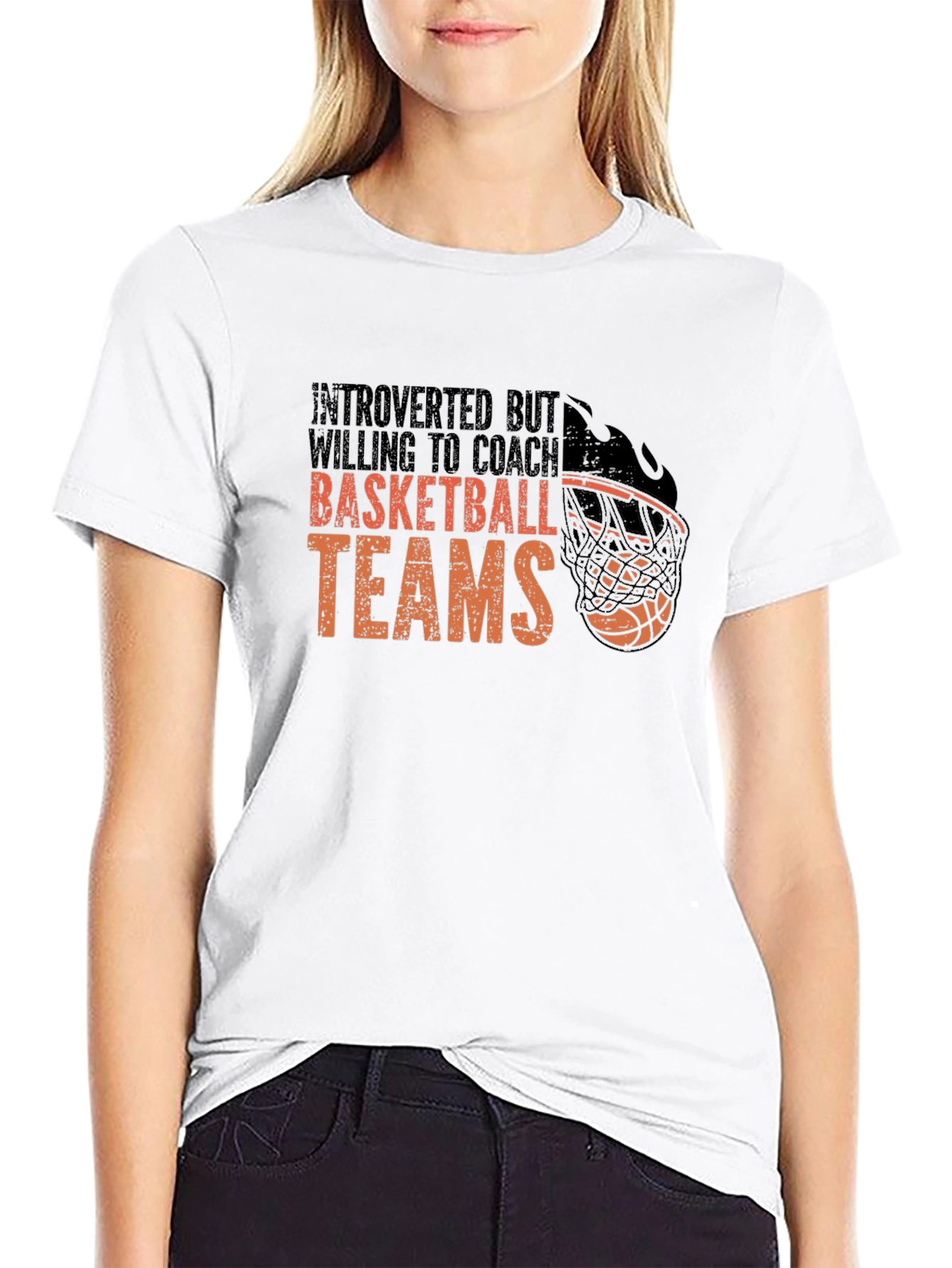 Black Introverted Basketball Coach Graphic Tee view 9