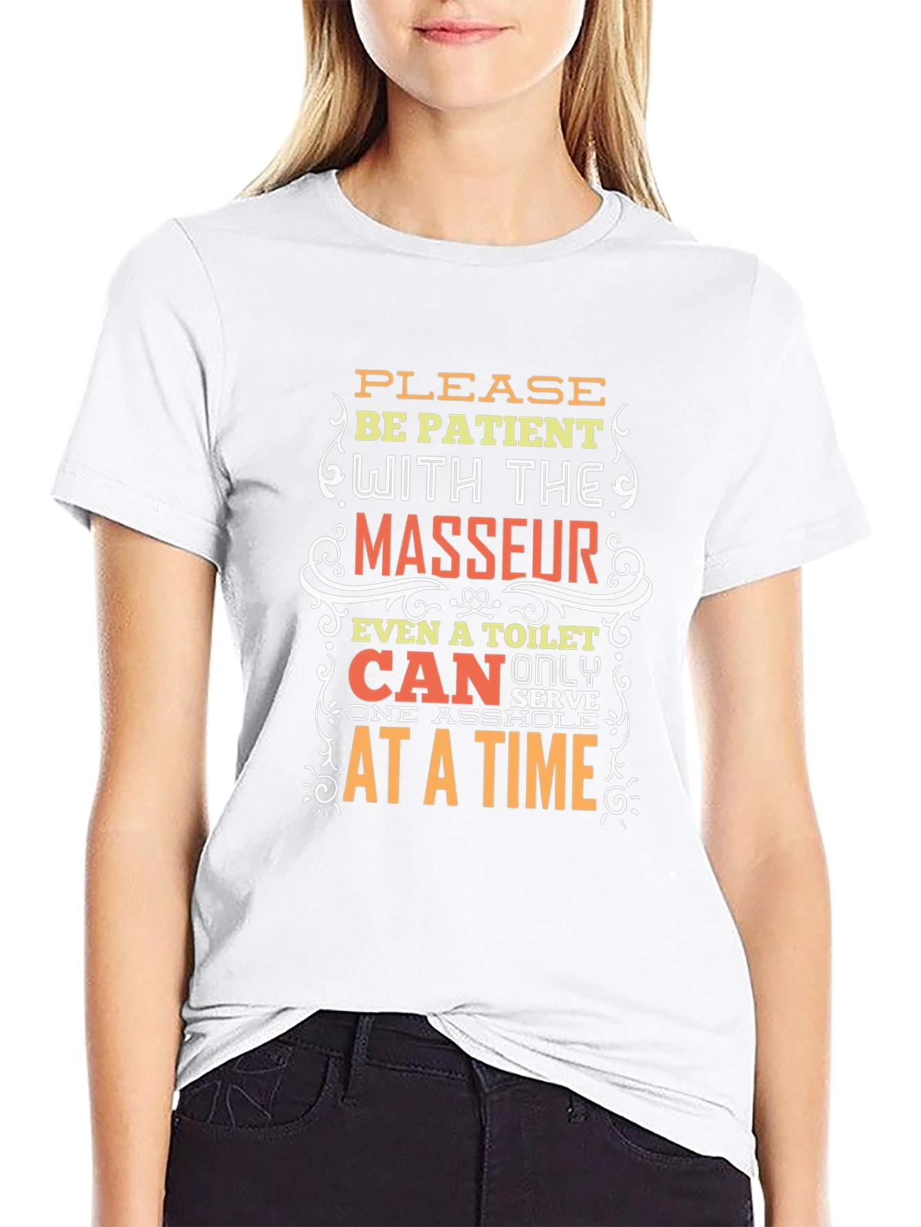 Black Funny Masseur T-Shirt - Be Patient Design view 9
