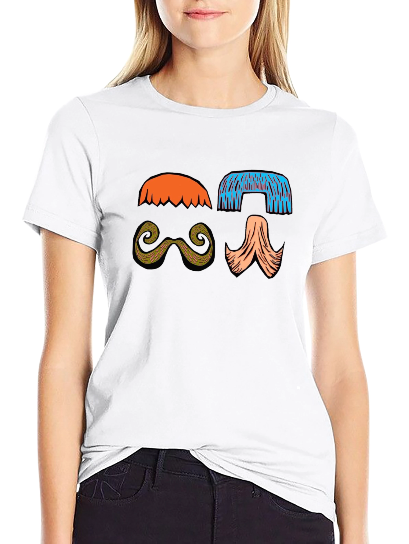 Black Funky Mustache & Wig Graphic Tee view 9