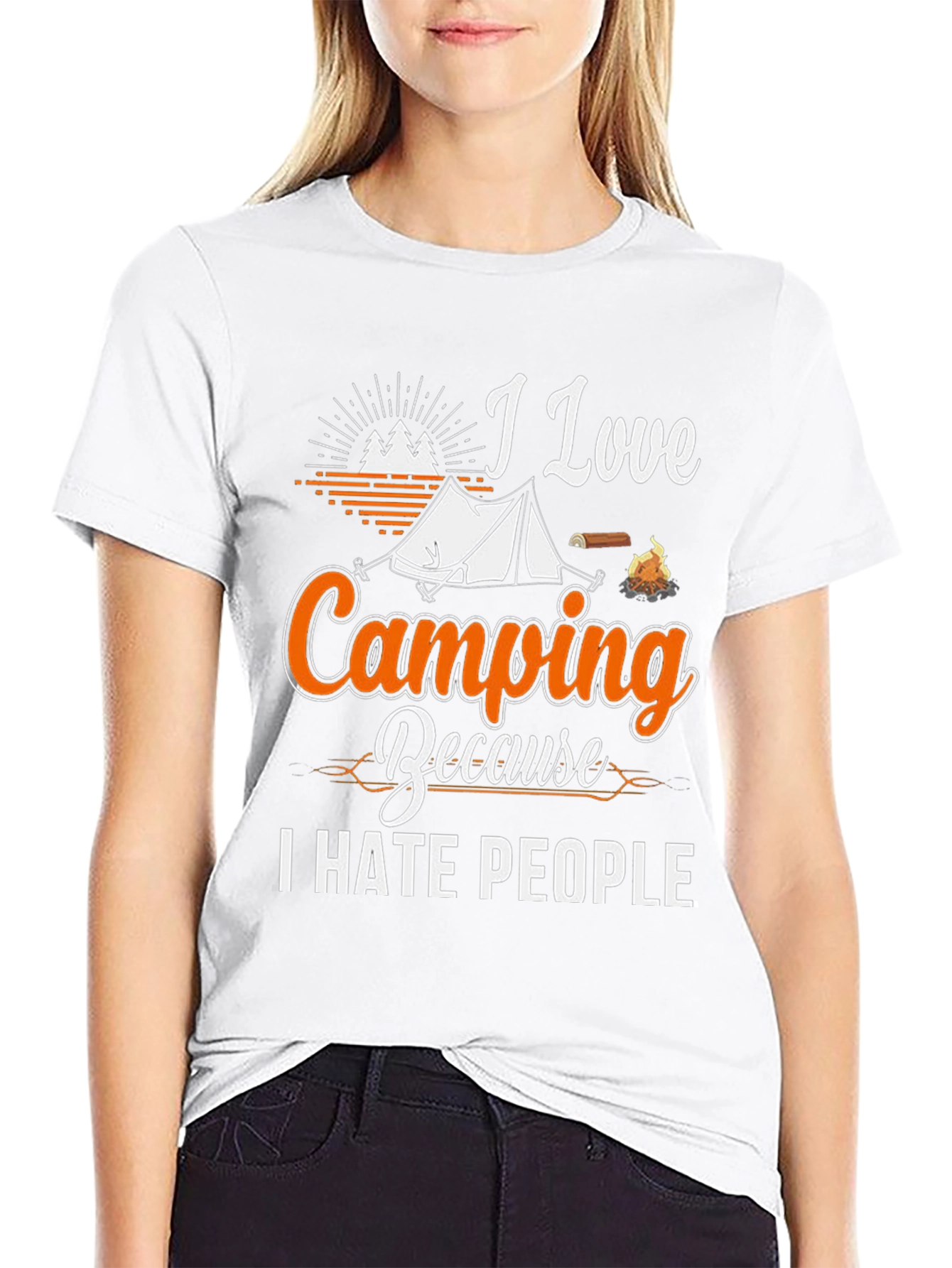 Black I Love Camping T-Shirt - I Hate People Graphic Tee view 9