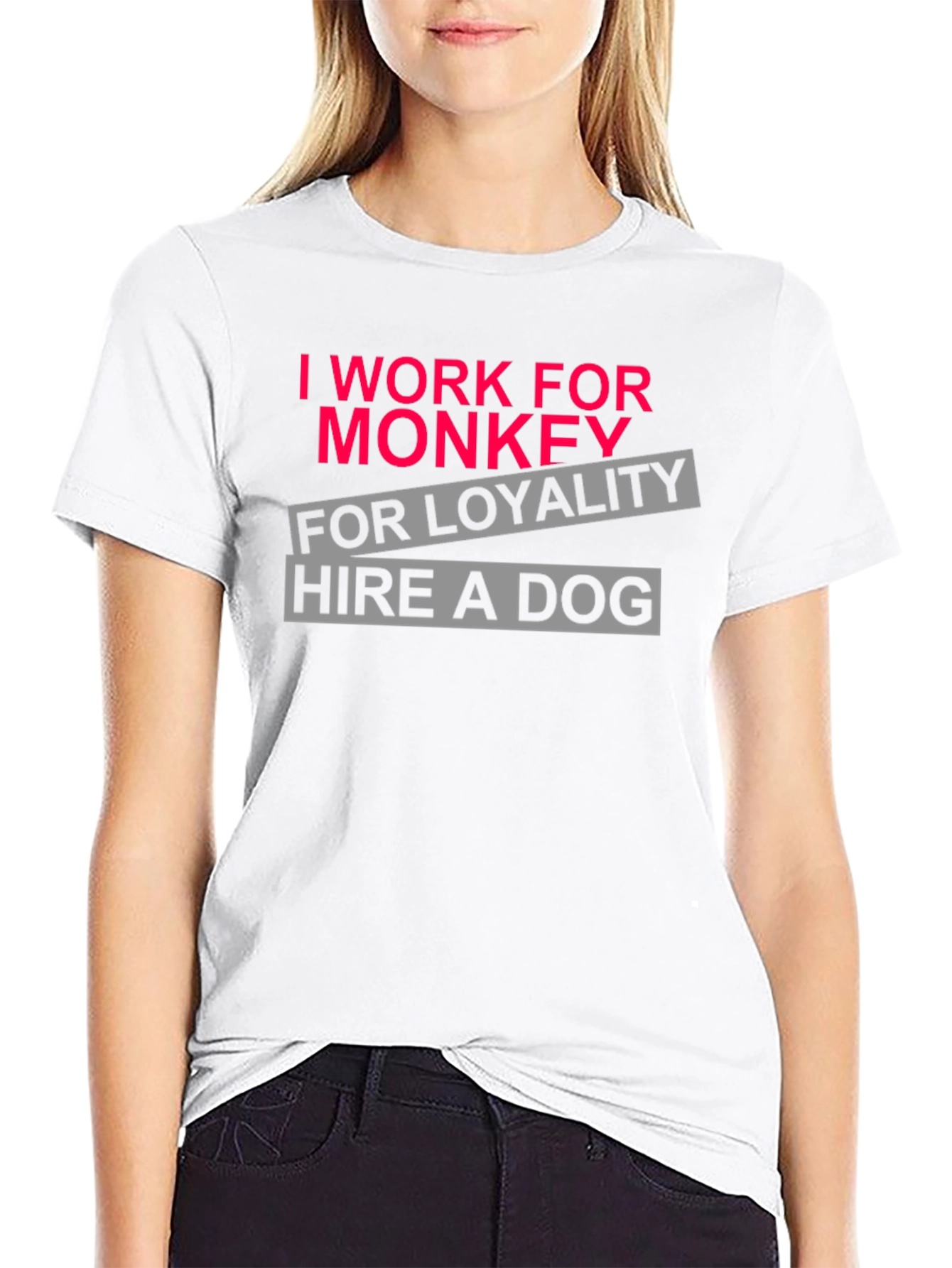 Black I Work for Monkey Funny Graphic T-Shirt view 9