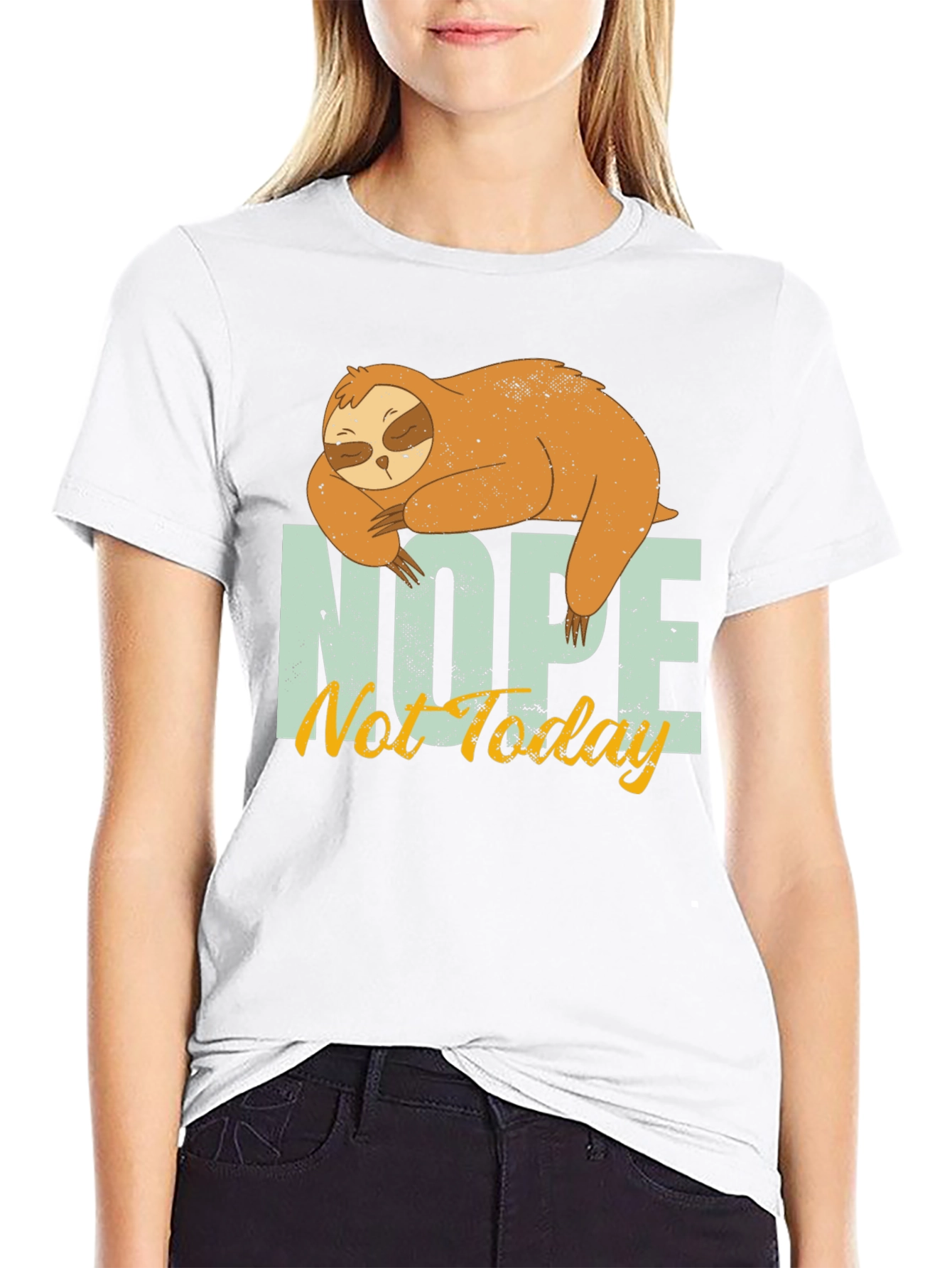 Black Nope Not Today Sloth Graphic T-Shirt - Casual Comfort view 9