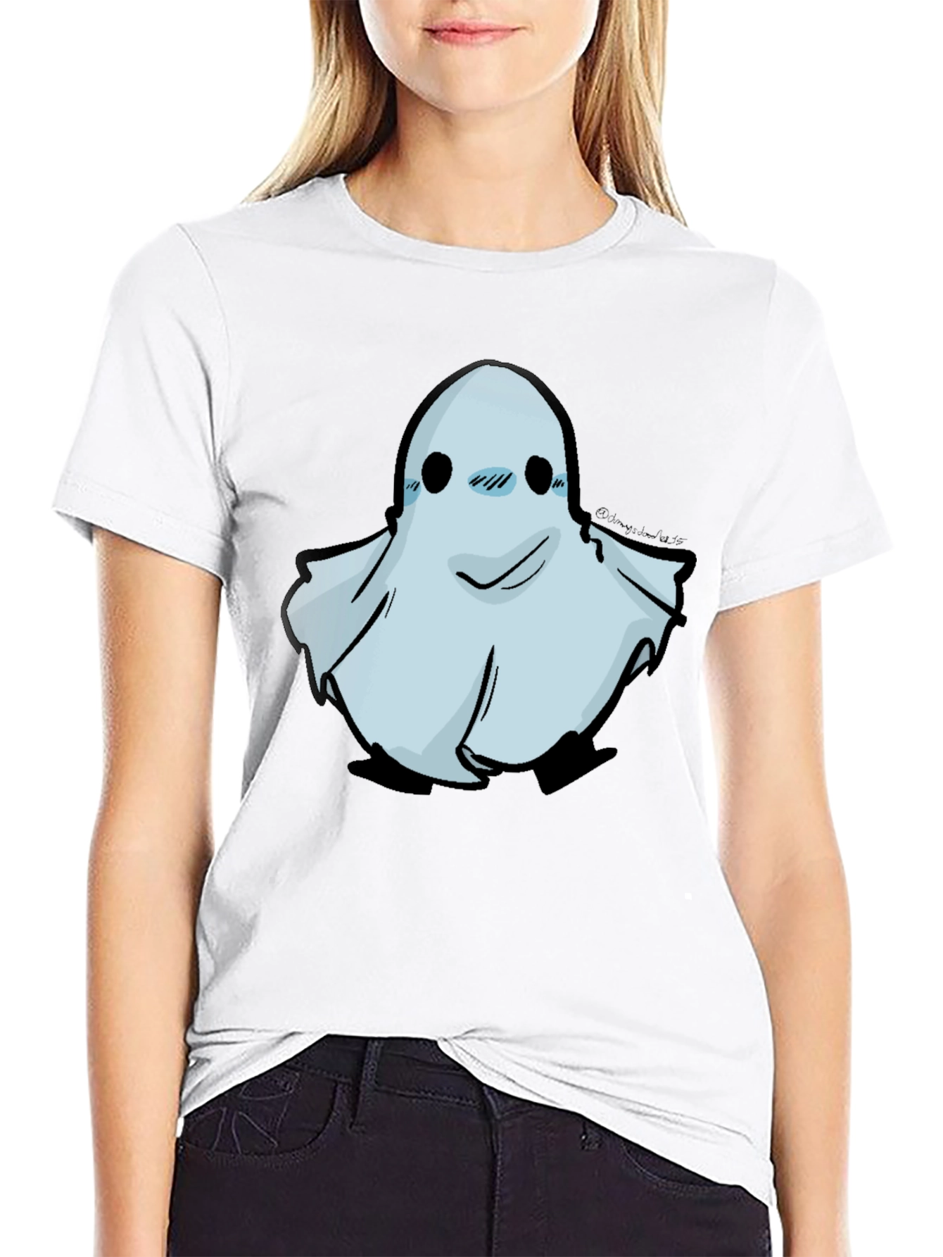 Black Cute Ghost Graphic Black T-Shirt view 9