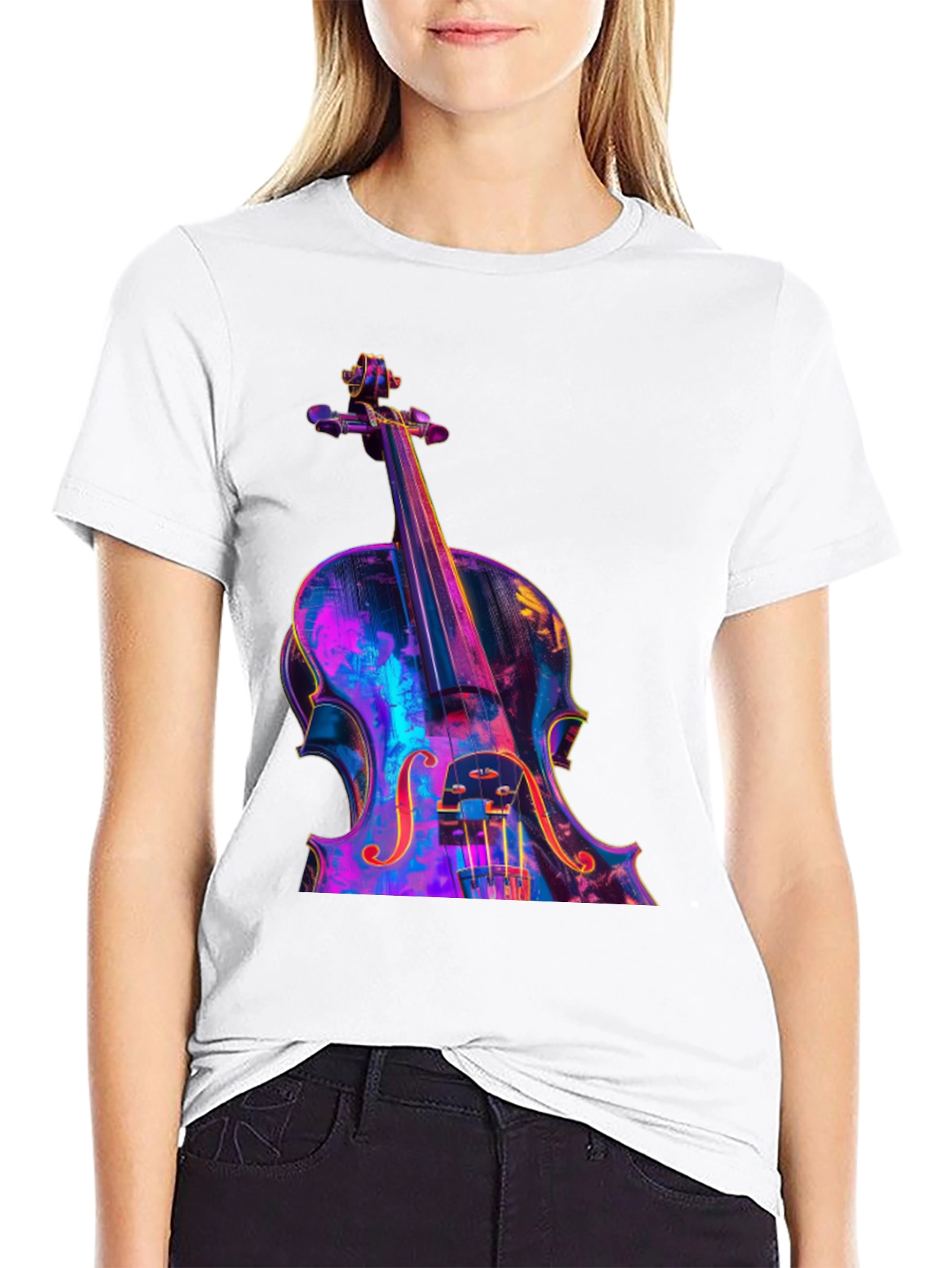 Black Violin Graphic Tee - Musician's Black T-Shirt view 9