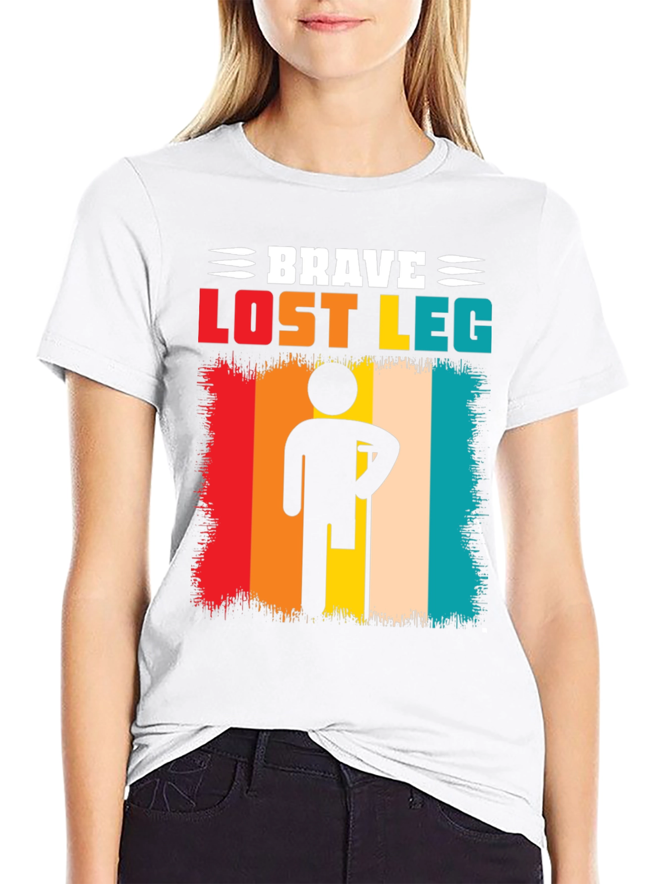 Black Brave Lost Leg T-Shirt - Amputee Pride view 9