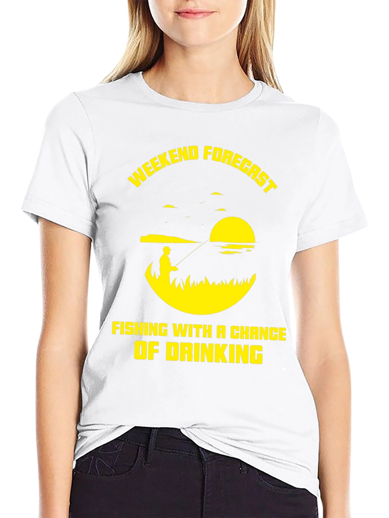 Black Fishing & Drinking Weekend Forecast T-Shirt view 9