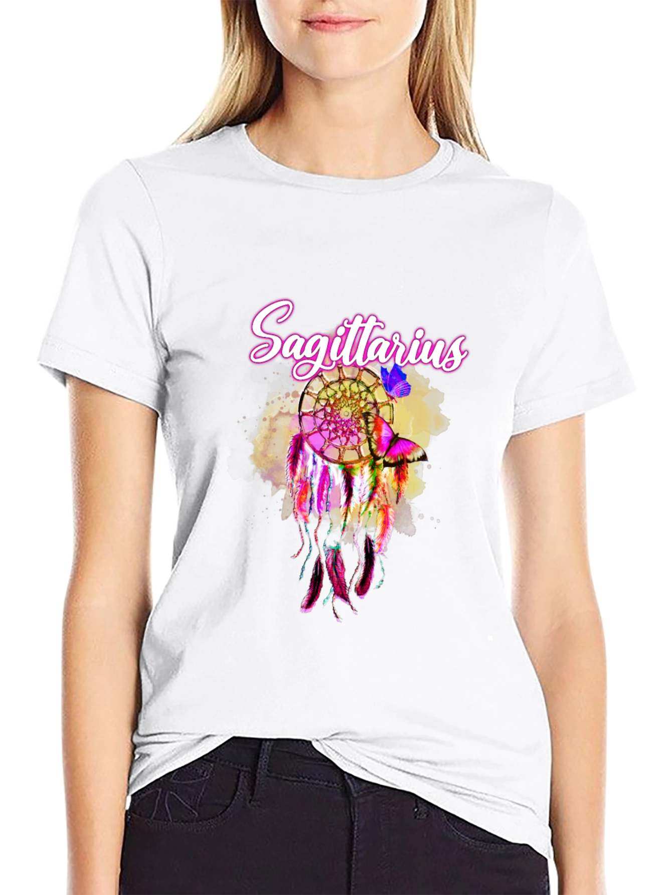 Black Sagittarius Dreamcatcher Graphic Tee view 9