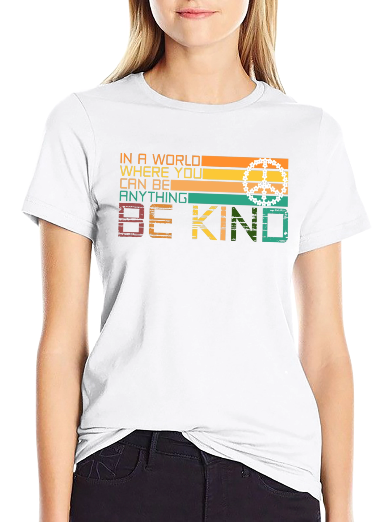 Black Be Kind Retro Style Graphic T-Shirt view 9