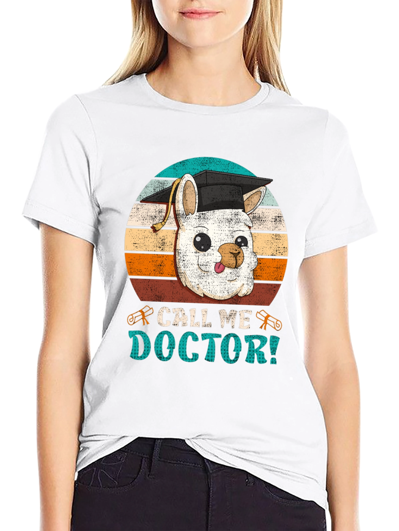 Black Call Me Doctor Llama T-Shirt view 9