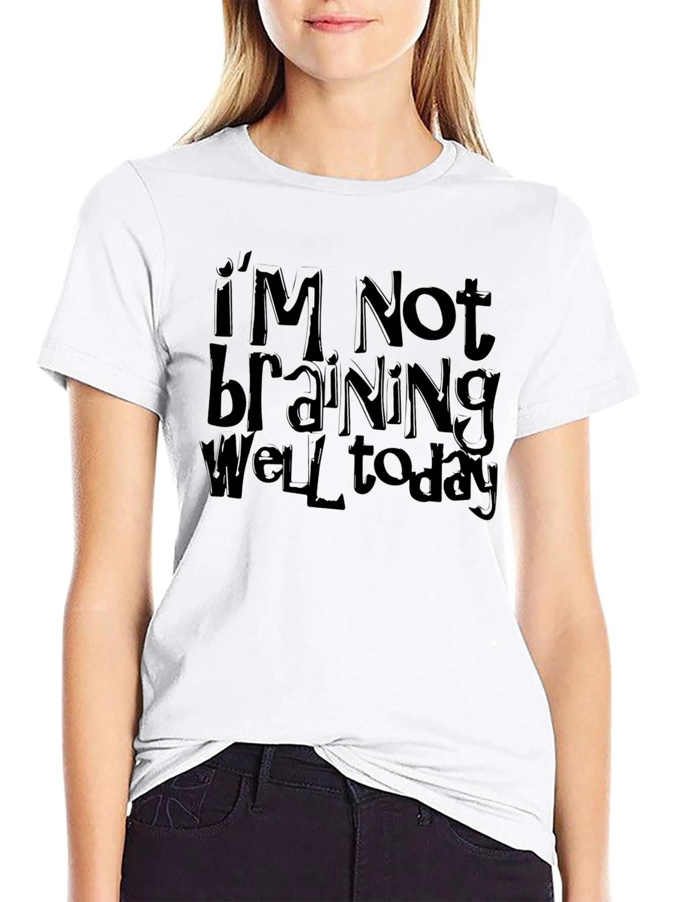 Black Funny 'I'm Not Braining Well' Black T-Shirt view 9