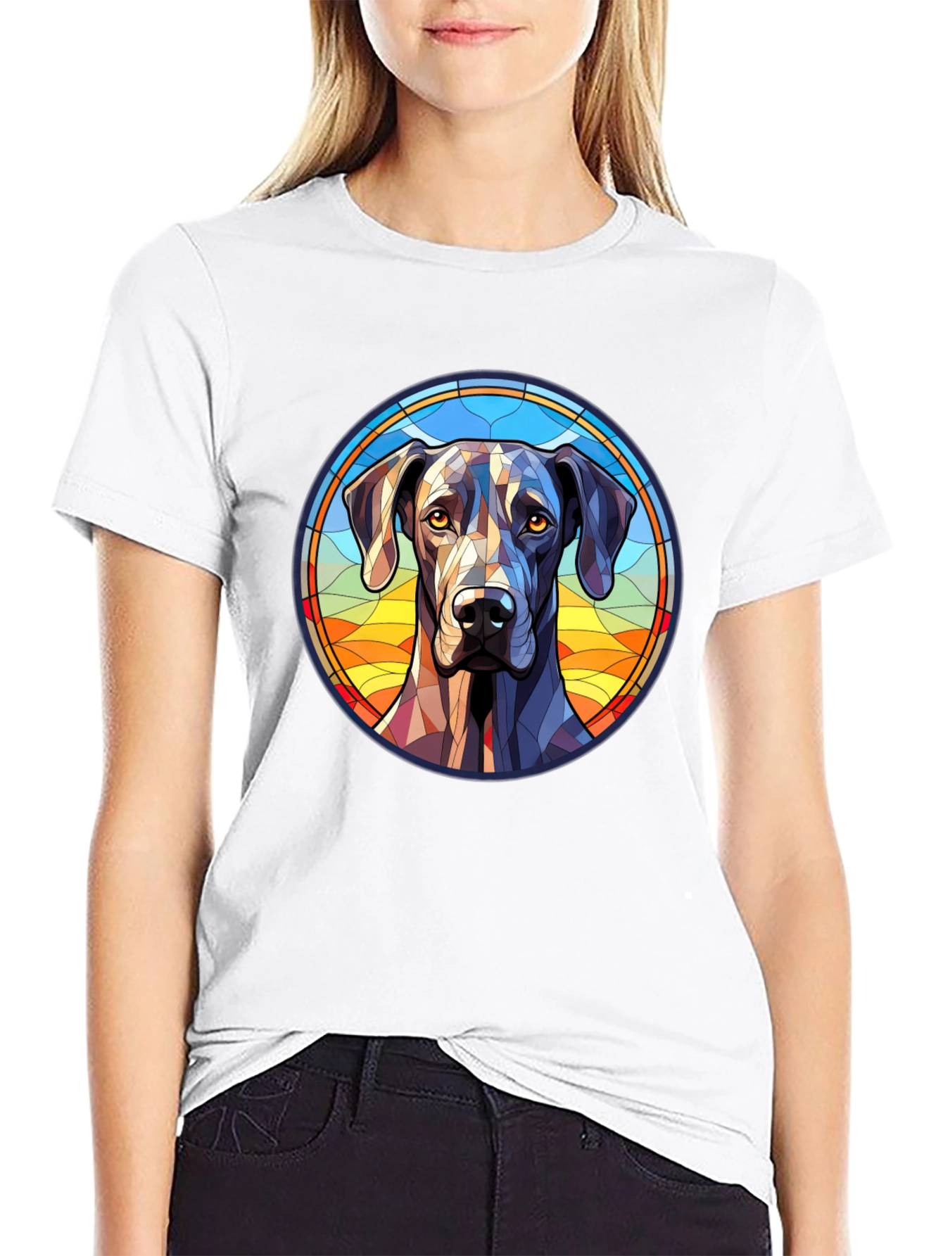 Black Geometric Dog Portrait Tee view 9