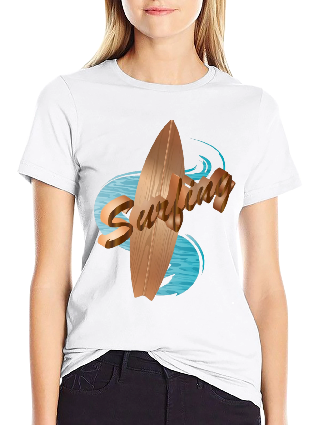 Black Surfboard Graphic Tee - Black Cotton Blend view 9