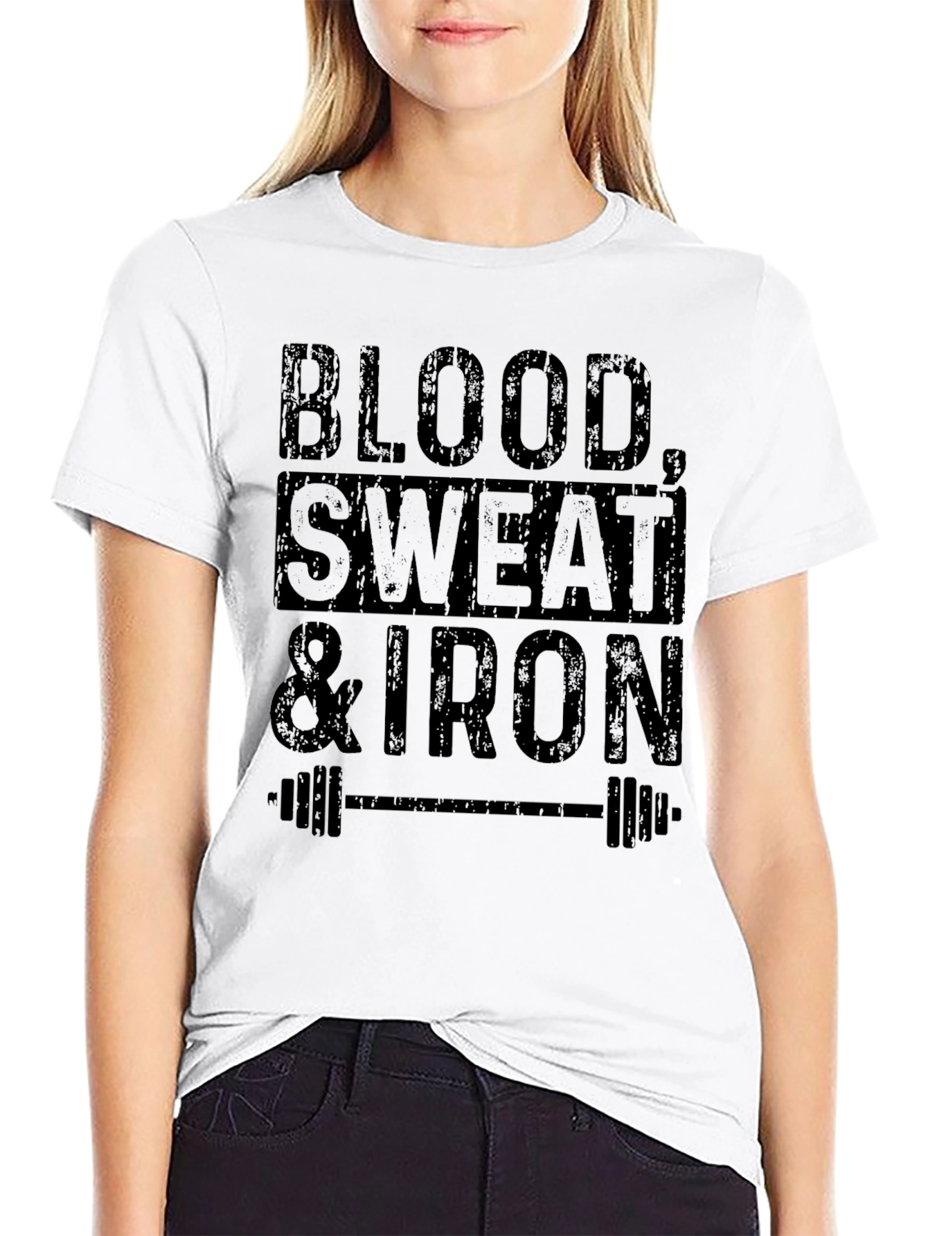 Black Blood, Sweat, & Iron T-Shirt - Gym Workout Apparel view 9
