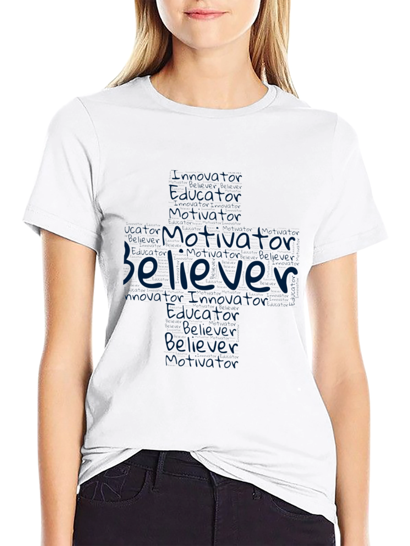 Black Motivator Believer Graphic Tee view 9